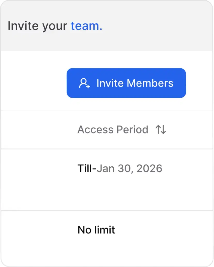 Invite team interface