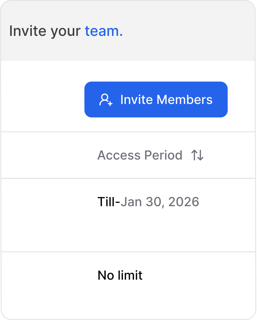 Invite team interface